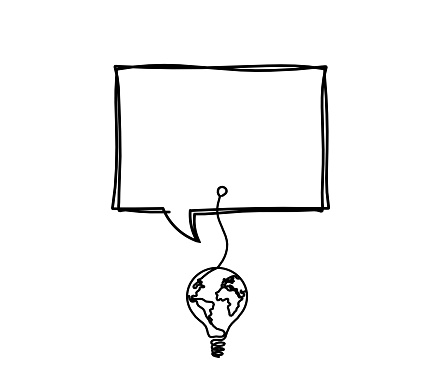 Comment With Bulb Comment With Lightbulb As Line Drawing On White Background Stock ...