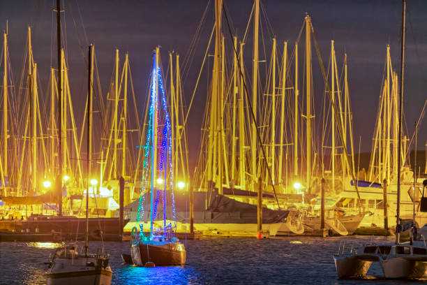 Oak Bay Marina in Victoria at Christmas on Vancouver Island, British Columbia