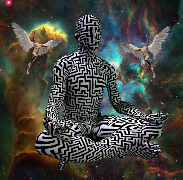 istock Maze man in lotus pose 1364479822