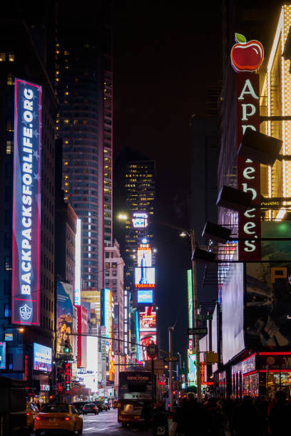 Nightlife in the streets of Manhattan that never sleeps in NYC stock photo