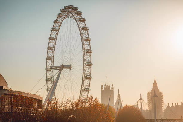 London City Skyline View with Famous Landmarks London skyline with the silhouette of Big Ben, Waterloo Bridge, Palace of Westminster, Houses of Parliament and Elizabeth Tower on sunny day from river Thames big ben stock pictures, royalty-free photos & images