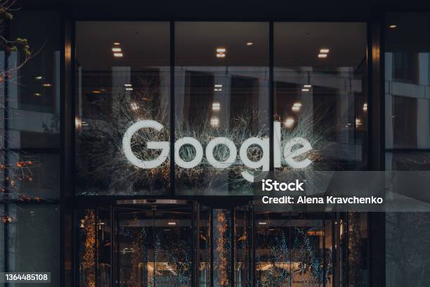 Name Sign Above The Entrance Of Google Offices In London Uk Stock Photo - Download Image Now