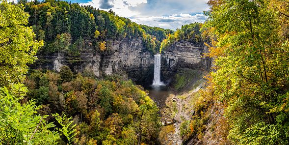 Taughannock Falls during the Autumn leaf color change in the Finger Lakes region of upstate New York.