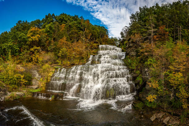 Hector Falls Finger Lakes New York Hector Falls during the Autumn leaf color change in the Finger Lakes region of upstate New York. lake seneca stock pictures, royalty-free photos & images
