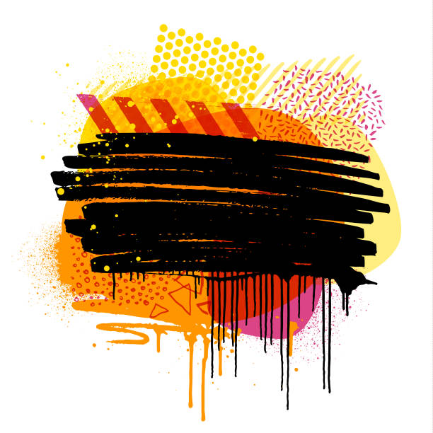 illustrazioni stock, clip art, cartoni animati e icone di tendenza di colorato giallo, arancione e rosso arte astratta pittura sfondo - acrylic painting abstract backgrounds vibrant color