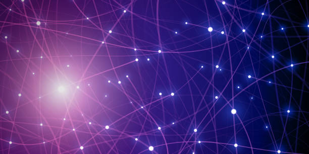 Blue and purple abstract data metaverse network background Abstract blue and purple network connections background vector illustration metaverse stock illustrations