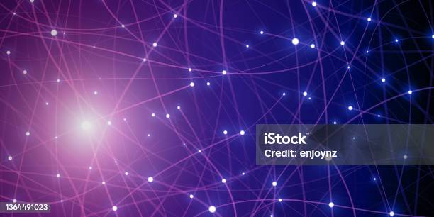 Blue And Purple Abstract Data Metaverse Network Background Stock Illustration - Download Image Now