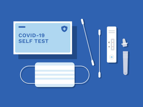 illustration of covid-19 rapid antigen self test kit - tıbbi test stock illustrations