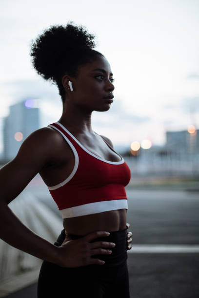 istock A couple of deep breaths before her workout 1364493516