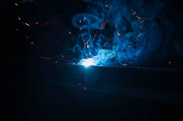 istock Industrial welding elements of iron construction.  Splatters 1364494448