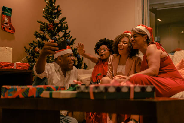 istock The family happily gathers for a selfie 1364494481