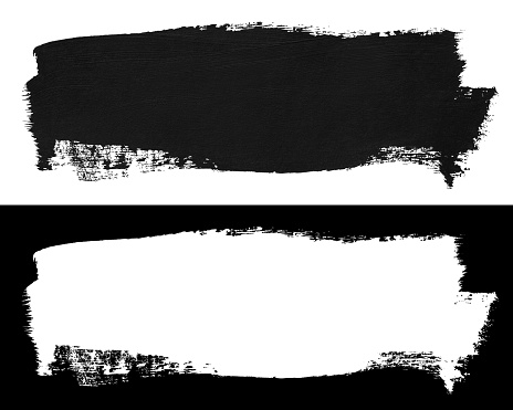 Stroke of black paint isolated on white background with clipping mask (alpha channel) for quick isolation. Easy to selection object.