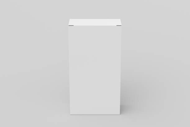 istock Gift box mock up: tall and wide white box on white background. View above. 1364503846