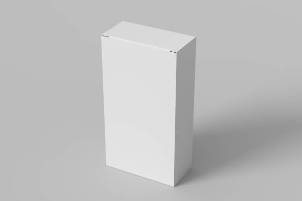 istock Gift box mock up: tall and wide white box on white background. View above. 1364503858