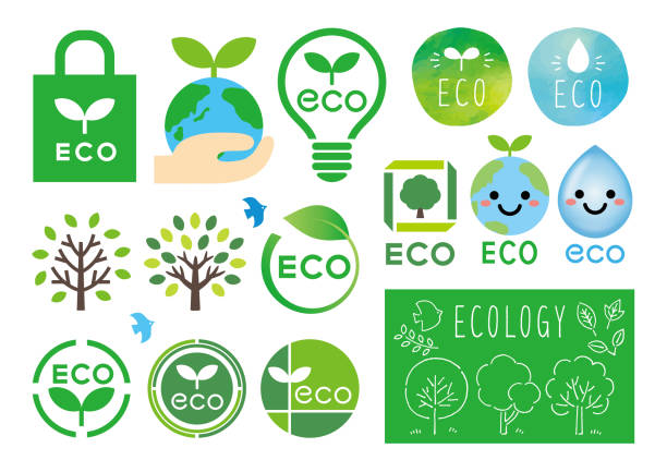 illustrations, cliparts, dessins animés et icônes de icônes de l’écologie et du design vert - ecological reserve