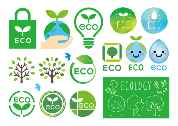 Ecology and green design icons vector art illustration