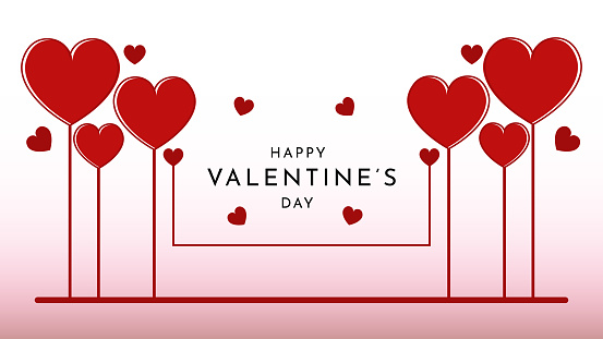 Happy valentine's day banner background with heart vector png icon using heart pink wallpaper line
