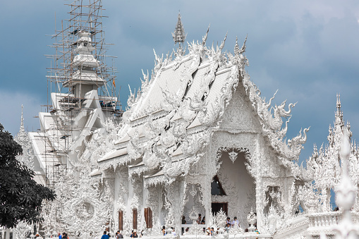 Beautiful architecture of White temple in Chiang Rai province of Thailand.