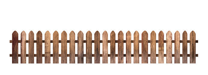 Wooden fence isolated on white background. Clipping path include in this image.