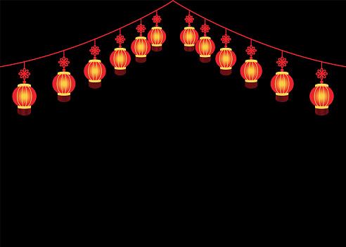 Illustration of a lantern decoration hung from above. There is a margin to make it easier to insert characters.