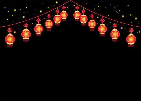 Illustration of a lantern decoration hung from above. There is a margin to make it easier to insert characters.