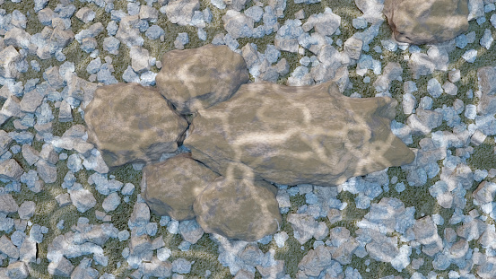 abstract background of Underwater with stone , 3D illustration rendering