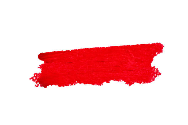 istock Red lipstick smudged on white background with copy space 1364530673