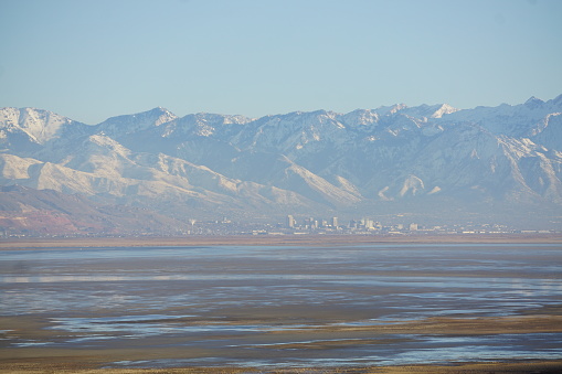 Salt Lake City across the Great Salt Lake