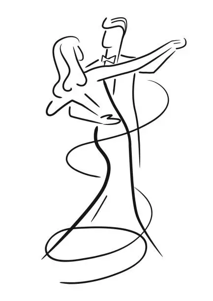 Vector illustration of Balroom Dancers, Couple.