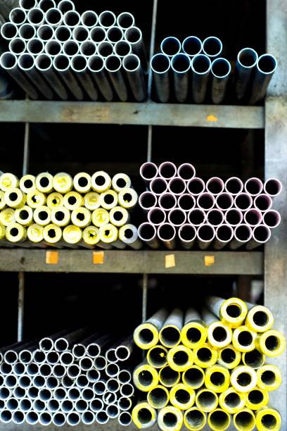 istock Metal steel rods and sticks in hardware store. 1364536456