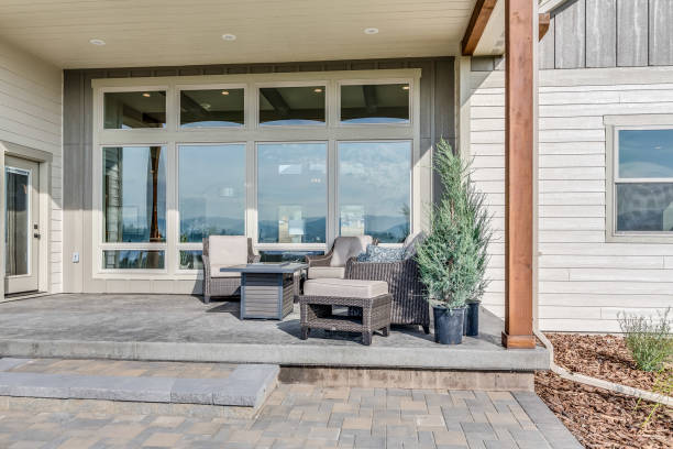 istock Back patio with new pavers 1364539182