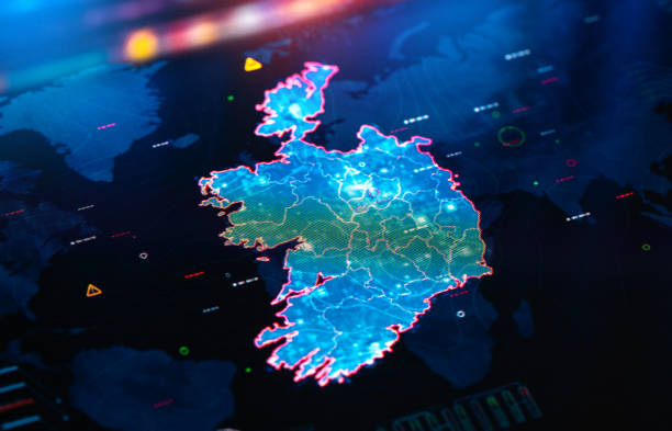 istock Map of Ireland on digital display 1364541222