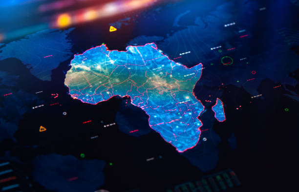 Map of Africa on digital display Map of Africa on digital pixelated display africa stock pictures, royalty-free photos & images