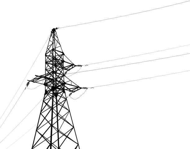 istock High voltage tower isolated on white. Electric power transmission 1364541697