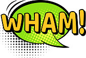 istock Wham sound in colored speech bubble for comic book 1364543924