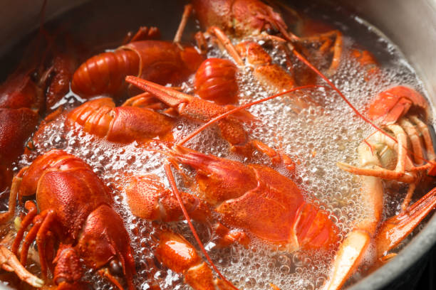 istock Fresh delicious crayfishes in boiling water, closeup 1364550025