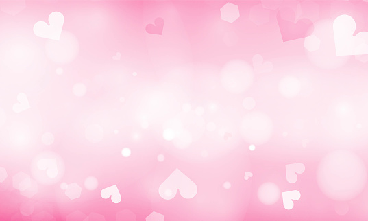 Pink abstract blurred background with blur bokeh light effect for wedding vector Happy Valentine's day card hearts poster design.