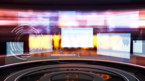 istock Digital technology screen ,virtual reality, simulated world travel via cyberspace,dark back ground,3d rendering 1364554121