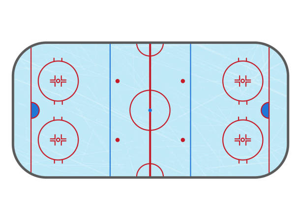 istock Ice hockey rink. Top view arena with scratches. Blue ice texture. Vector illustration 1364555126