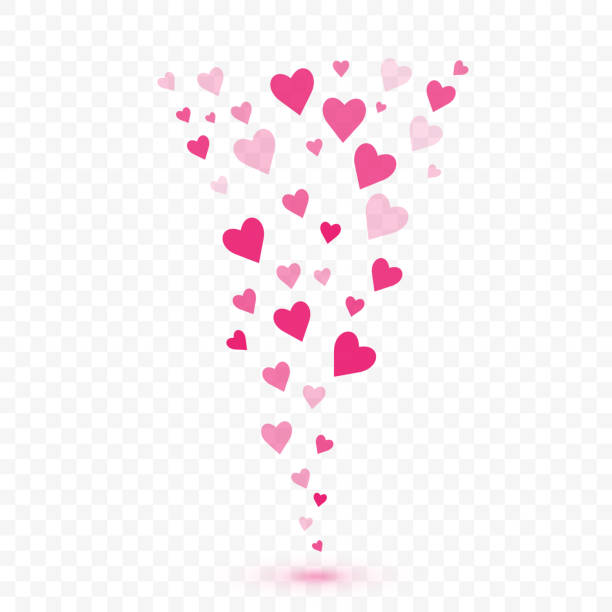 illustrazioni stock, clip art, cartoni animati e icone di tendenza di cuori volanti su sfondo trasparente. all'amore piacciono le emozioni per i social media. reazione positiva e feedback. vettore - heart shape exploding pink love