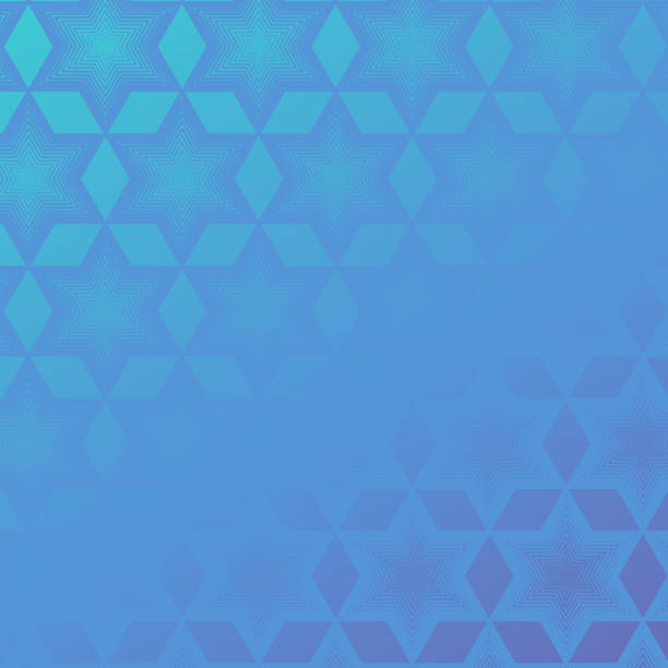 David star halftone pattern in purple and turquoise on gradient background David star halftone pattern in purple and turquoise on gradient background can be used as a website landing page, textile print, wallpaper, poster, placard, banner, cover, wrapping paper, decoration judaism stock illustrations