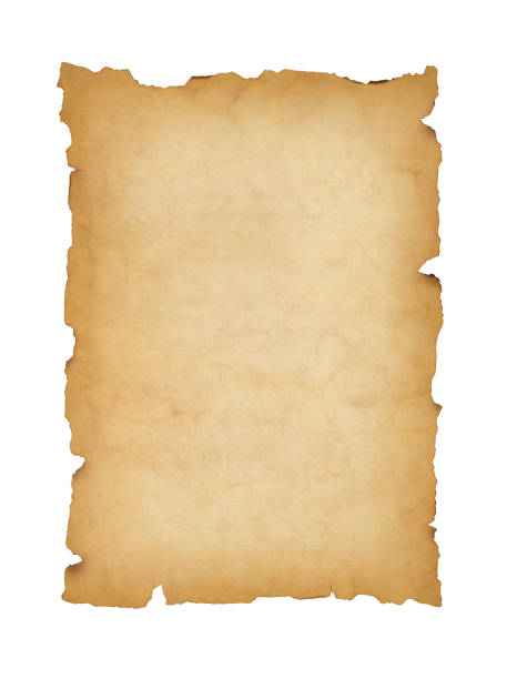 istock Old mediaeval paper sheet. Parchment scroll isolated on white 1364558619