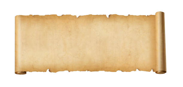 istock Old paper horizontal banner. Parchment scroll isolated on white 1364558646