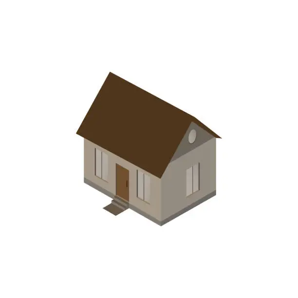 Vector illustration of Volumetric image of a private house on a white background.