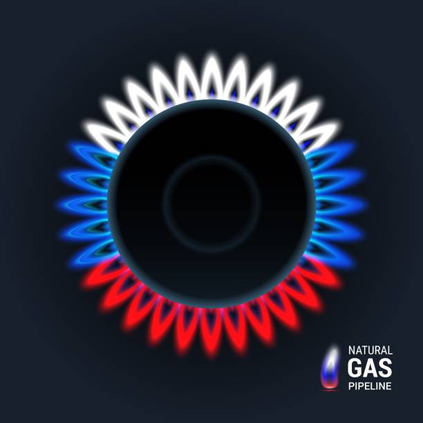colored gas burner white red blue color - nord stream stock illustrations