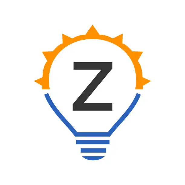 Vector illustration of Letter Z Electric Logo, Letter Z With Light Bulb Vector Template. Eco Energy Power Electricity, Think Idea, Inspiration, Energy Recycle Concept