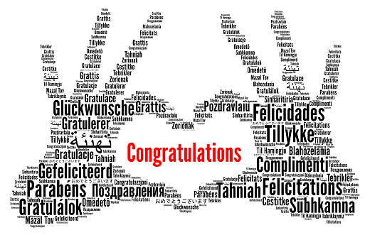 Congratulations in different languages word cloud