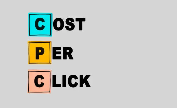 Photo of CPC - Cost Per Click abbreviation on gray background, taxes, depreciation and amortization