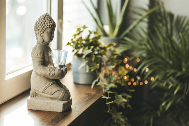 istock Statue of Buddha and a small meditation 1364574459