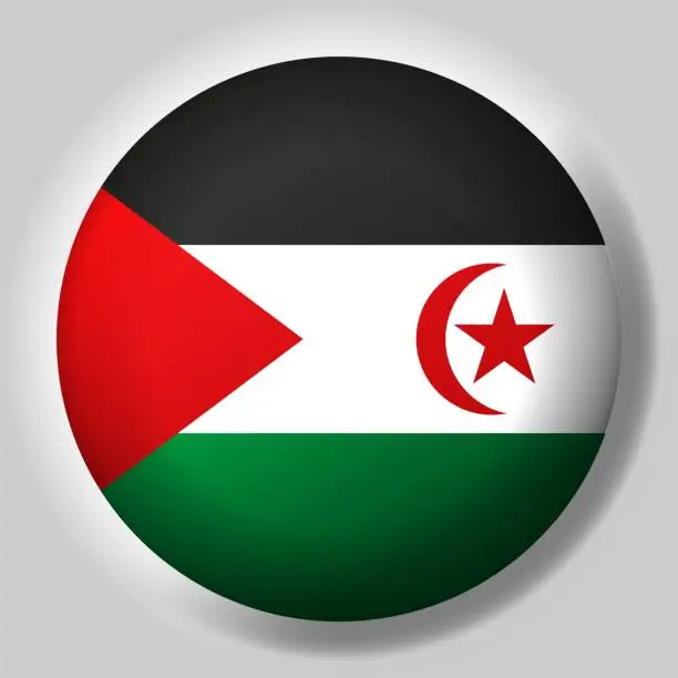 Vector illustration of Flag of Sahrawi Arab Democratic Republic button